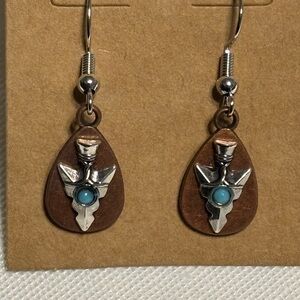 Silver and Brown Teardrop Earrings